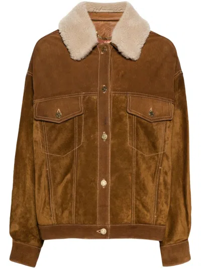 GOLDEN GOOSE DB LEATHER SUEDE JACKET TOBACCO