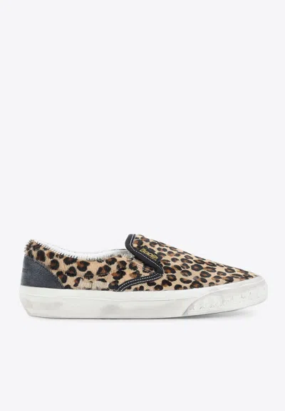 Golden Goose Db Leopard Slip-on Sneakers In Brown