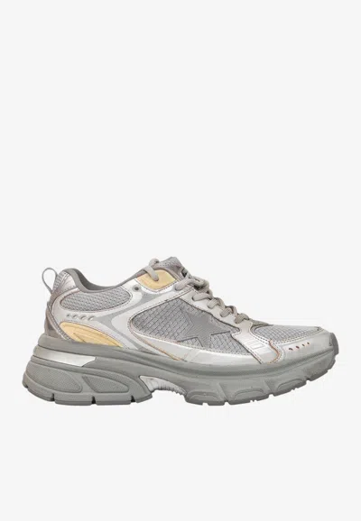 Golden Goose Db Lightstar Metallic Leather Sneakers In Silver