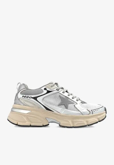 Golden Goose Db Lightstar Nappa And Mesh Running Sneakers In Gray