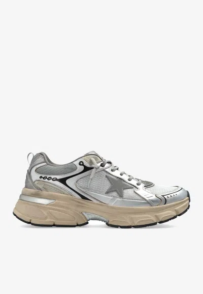 Golden Goose Db Lightstar Nappa And Mesh Running Sneakers In Silver