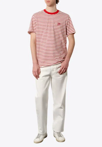 Golden Goose Db Logo Embroidered Striped T-shirt