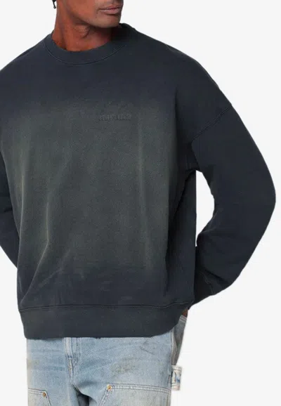Golden Goose Db Logo Embroidered Washed Sweatshirt In Blue