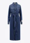 Golden Goose Db Logo Patch Denim Midi Shirt Dress
