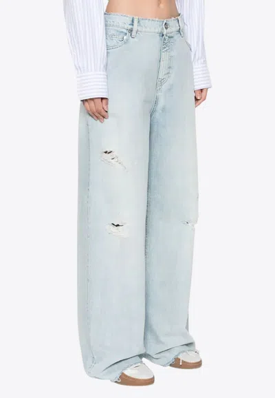 GOLDEN GOOSE DB LOGO PATCH DESTRESSED BOYFRIEND JEANS