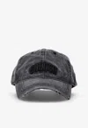 Golden Goose Db Logo Patch Distressed Denim Baseball Cap In Gray