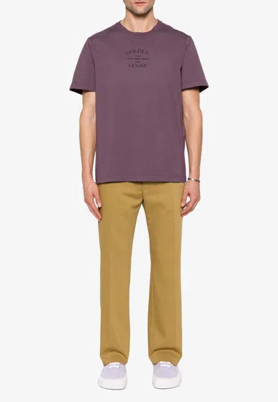Golden Goose Db Logo Print Crewneck T-shirt In Purple