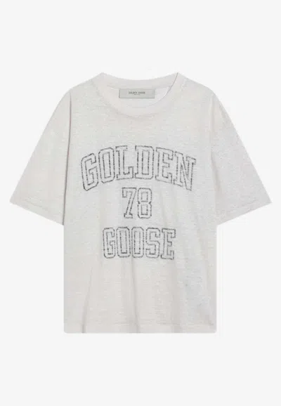 Golden Goose Db Logo Print Linen T-shirt In White