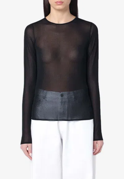 Golden Goose Db Long-sleeved Sheer Top In Black