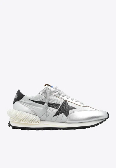 Golden Goose Db Marathon Nylon And Suede Sneakers In Silver