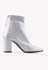 Golden Goose Db Metallic Leather Pointed Ankle Boots In Silver