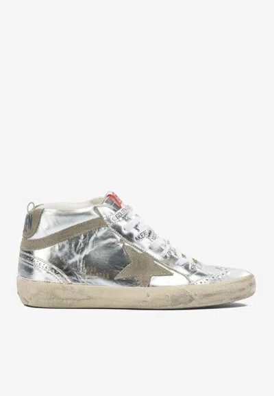 Golden Goose Db Mid Star Laminated Leather Sneakers In Metallic