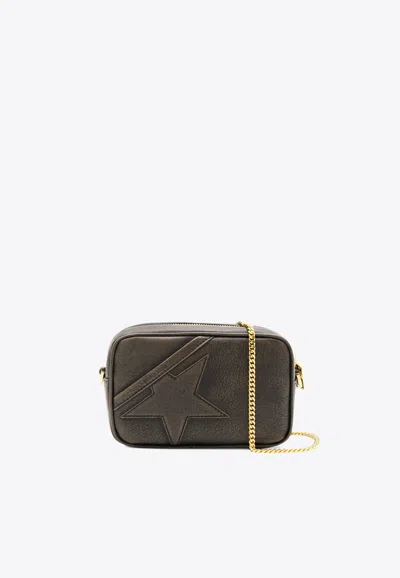 Golden Goose Db Mini Star Distressed Leather Crossbody Bag In Brown