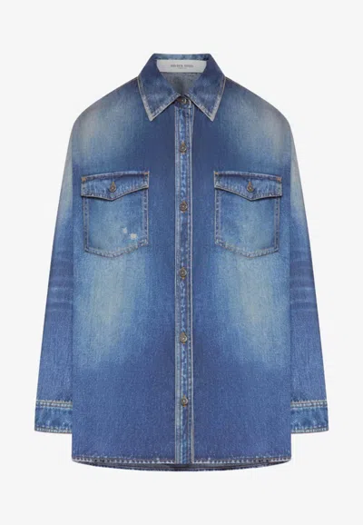 Golden Goose Db Oversized Vintage-denim Shirt In Blue