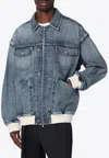 Golden Goose Db Oversized Zip-up Denim Jacket In Blue