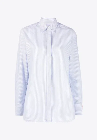 Golden Goose Db Oxford Striped Long-sleeved Shirt In White