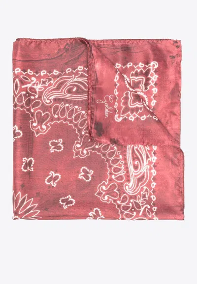 Golden Goose Db Paisley Print Tie-dye Silk Foulard In Red