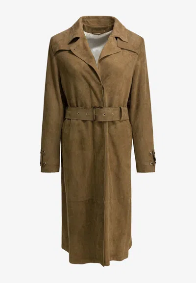 Golden Goose Db Peggy Suede Trench Coat In Brown
