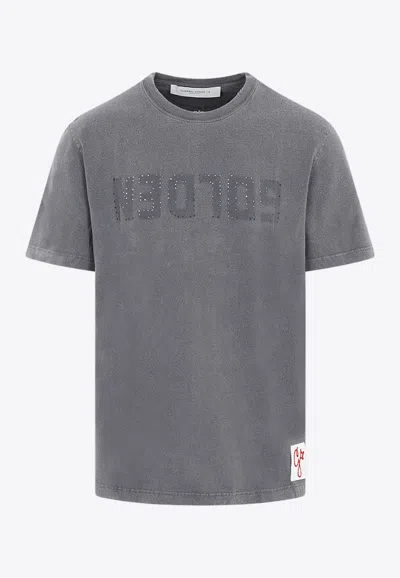 Golden Goose Db Perforated Logo Crewneck T-shirt In Gray