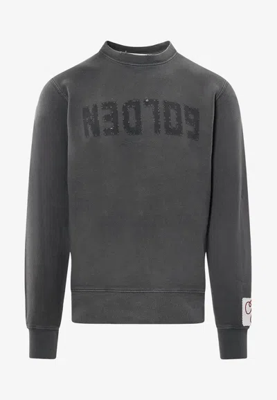 Golden Goose Db Perforated Logo Distressed Sweatshirt In Gray