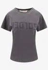 Golden Goose Db Perforated Logo Distressed T-shirt In Gray