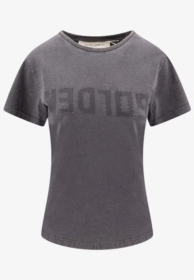 Golden Goose Db Perforated Logo Distressed T-shirt In Gray