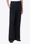 Golden Goose Db Pinstripe Wool Pants In Blue