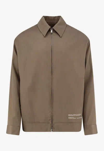 Golden Goose Db Printed Zip-up Jacket In Brown