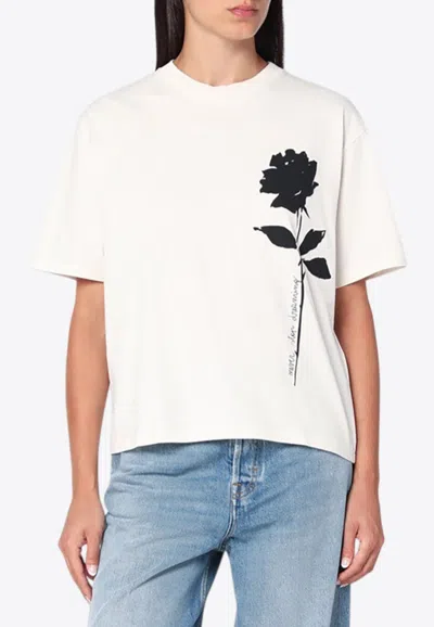 Golden Goose Db Rose Print Crewneck T-shirt In White