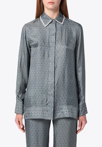 Golden Goose Db Silk Blend Floral Print Shirt In Gray