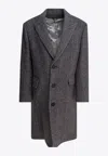 Golden Goose Db Single-breasted Wool Herringbone Coat In Gray