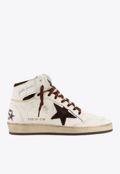 Golden Goose Db Sky-star Leather High-top Sneakers In White