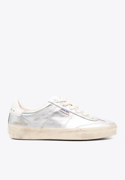 Golden Goose Soul-star Metallic Leather Sneakers In Silver