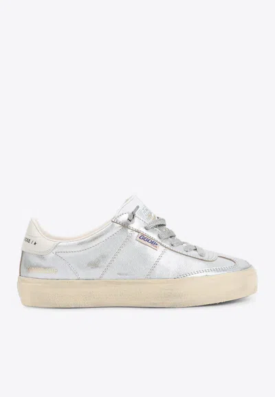 Golden Goose Db Soulstar Laminated Leather Sneakers In Silver