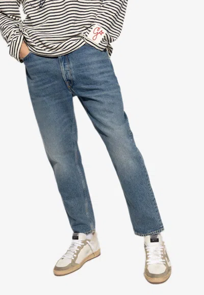 Golden Goose Db Star Applique Slim-fit Jeans In Blue