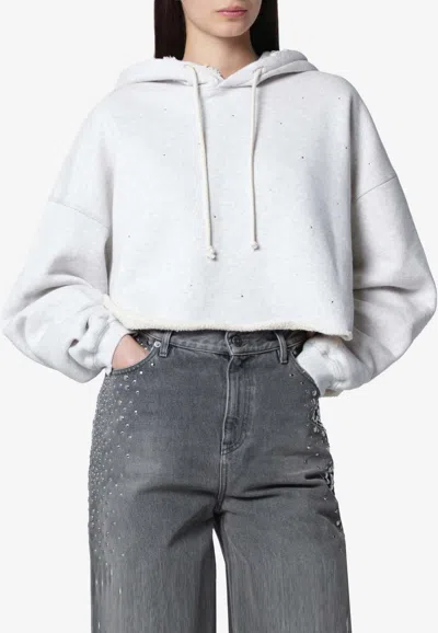Golden Goose Db Star Oversized Cropped Hoodie In White