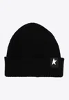 Golden Goose Db Star Patch Ribbed Beanie In Black