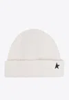Golden Goose Db Star Patch Ribbed Beanie In White