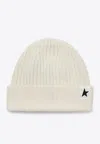 Golden Goose Db Star Patch Wool Beanie In Off-white