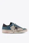 Golden Goose Db Stardan Distressed Leather Sneakers In Blue