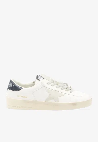 Golden Goose Db Stardan Distressed Leather Sneakers In White