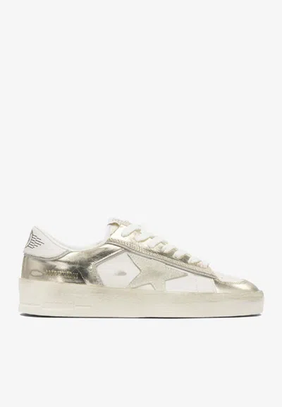 Golden Goose Db Stardan Metallic Leather Sneakers In Silver