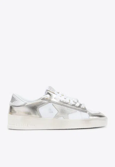 Golden Goose Db Stardan Vintage Leather Sneakers In Silver