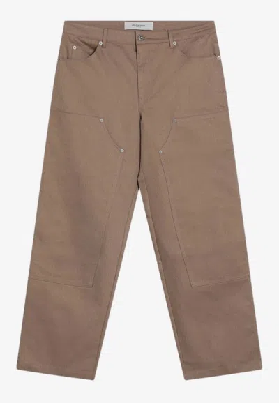 Golden Goose Db Straight-leg Pants With Patches In Beige