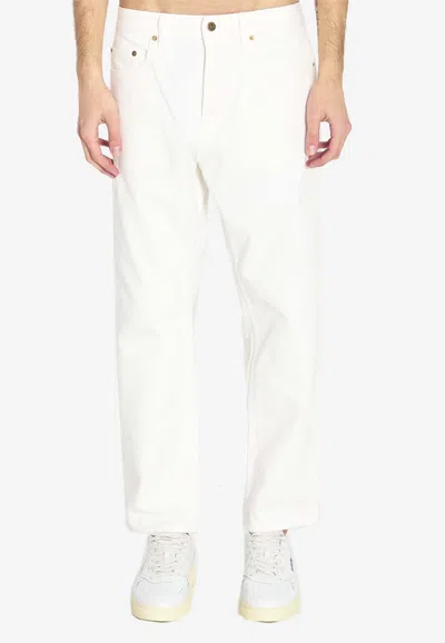 Golden Goose Db Straight-leg Stitched Jeans In White