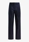 Golden Goose Db Straight-leg Wool Tailored Pants In Blue