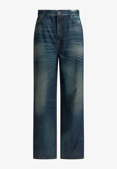 Golden Goose Db Straight-leg Washed Jeans In Blue