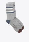 Golden Goose Db Striped Logo Ankle Socks In Gray