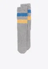 Golden Goose Db Striped Ribbed Socks In Gray