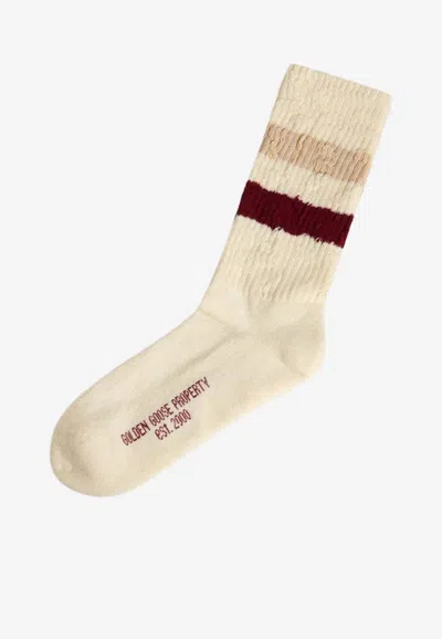 Golden Goose Db Striped Textured Ribbed Socks In Multi